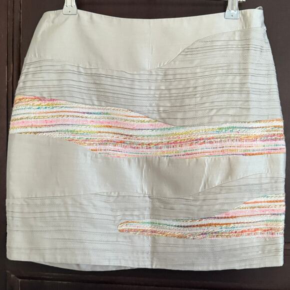 CAMILLA and MARC | Silver Gray Silk and Boucle Mini Skirt Art to wear | Size 4 - Picture 1 of 7